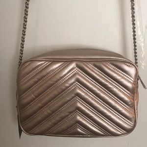 NWT Zara Rose Gold Quilted Crossbody Bag.